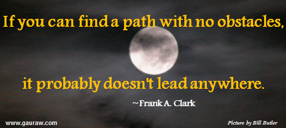 If You Can Find A Path With No Obstacles It Probably Doesn't Lead Anywhere ~Frank A. Clark