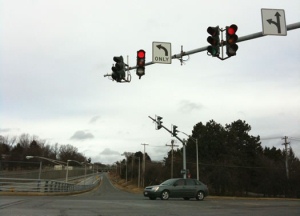 Car Waiting For Green Signal at an intersection