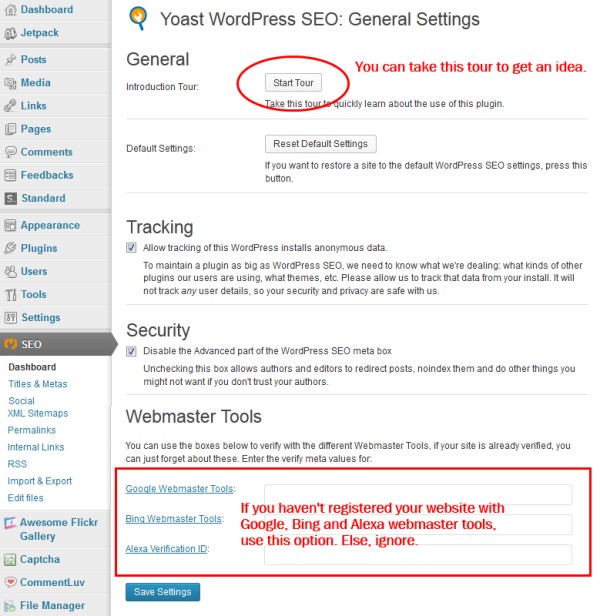 WordPressSEO Dashboard