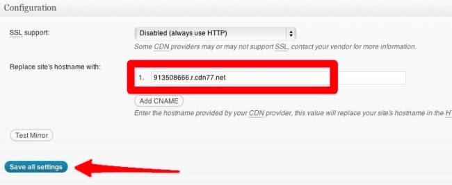 CDN Configuration Settings In W3 Total Cache Plugin