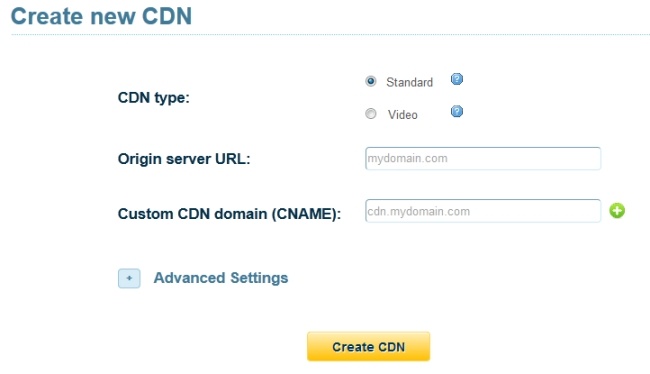 Create New CDN In Your New CDN77 Account