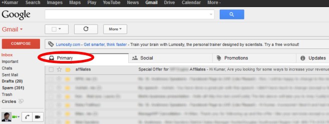 Gmail New Inbox - Affiliate Promotion In Primary Inbox