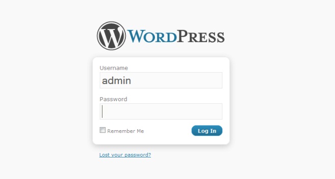 WordPress Admin Login Screen - After Setting Up WordPress Website