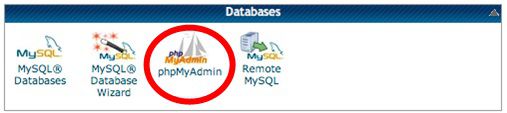 Select phpMyAdmin from cPanel after login