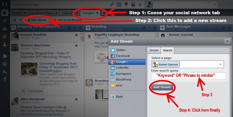 Adding new stream in HootSuite