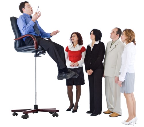 Business coach who lacks the business sense - mentor coaching his students from a high chair