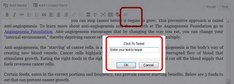 ClickToTweet WordPress Plugin - Creating Tweetable Content Inside Text Editor