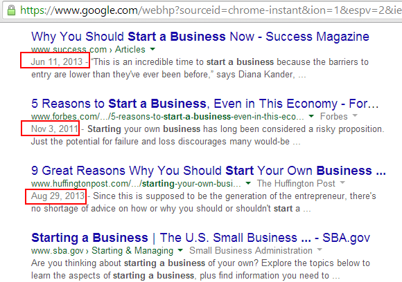 Google Search Result - Why You Should Start A Business