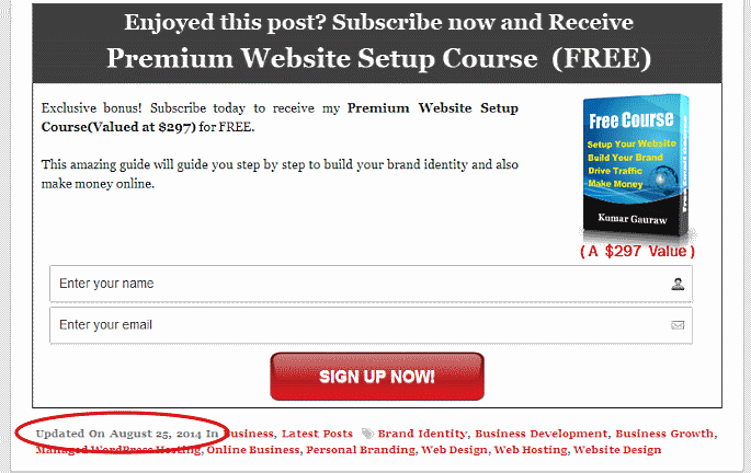 Single Post Footer Blog Updated Date Published After The Email List Signup Form In Meta Section