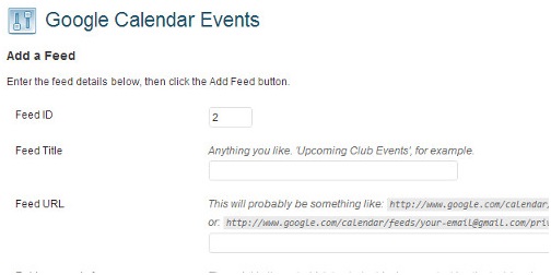 Google Calendar Events Settings