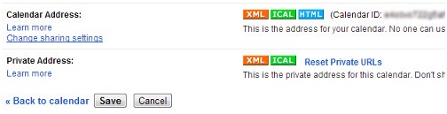 Google Calendar Feed Settings