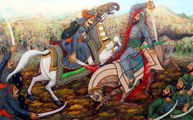 Maharana Pratap Slicing Bahlol Khan and Horse With Blade In One Shot